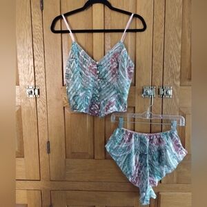 GORGEOUS Vintage Victoria's Secret gold label satin floral lingerie set